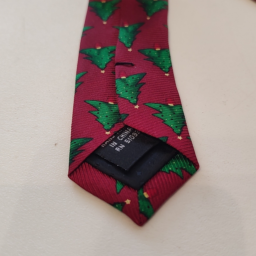 Christmas Tree Tie Season Style MMG Red Necktie Holiday Wear Vivid Color - Picture 5 of 6